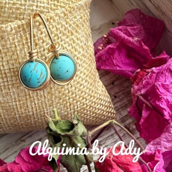 Alquimia Turquoise and Gold Earrings - Picture 1 of 6
